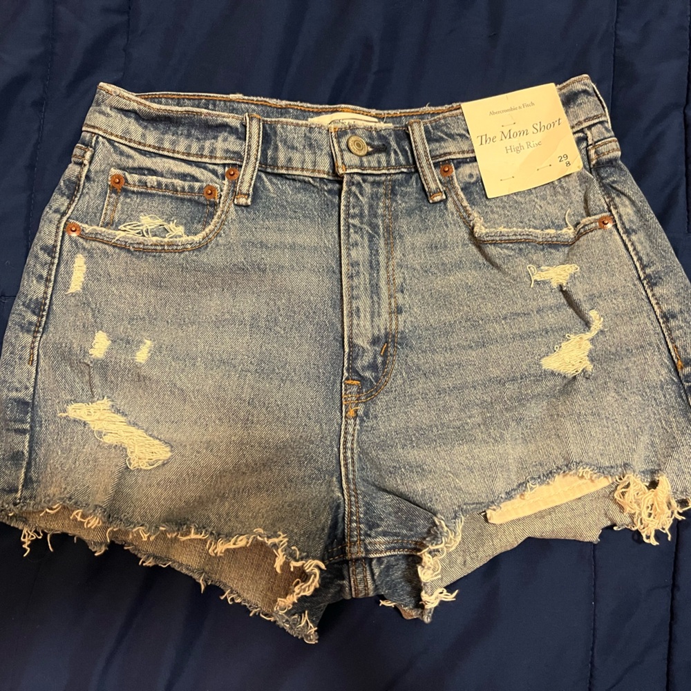 Abercrombie & Fitch Light Blue Distressed Jean Shorts